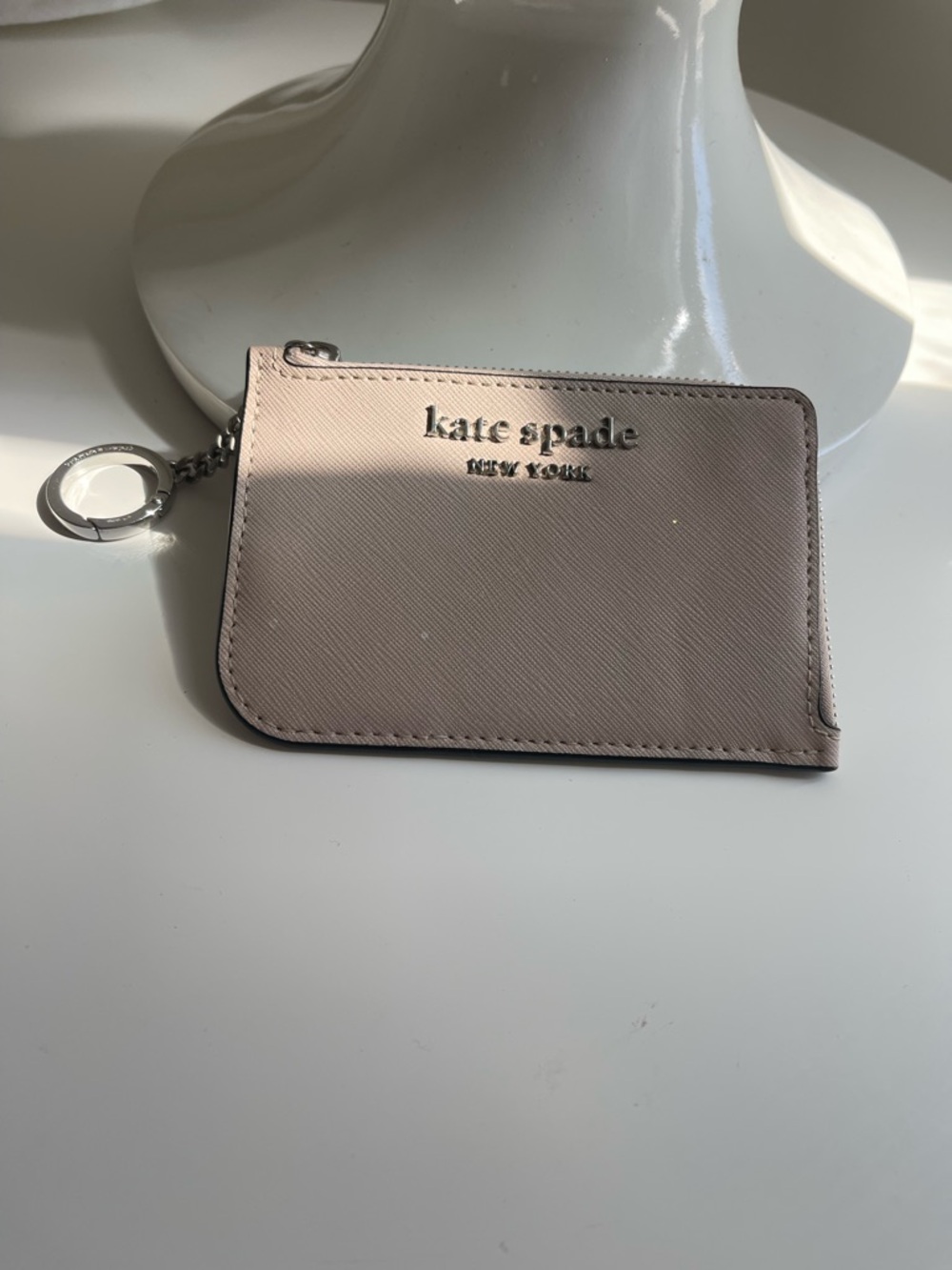 kate spade Pale Blush Zip Card Wallet with Keyring